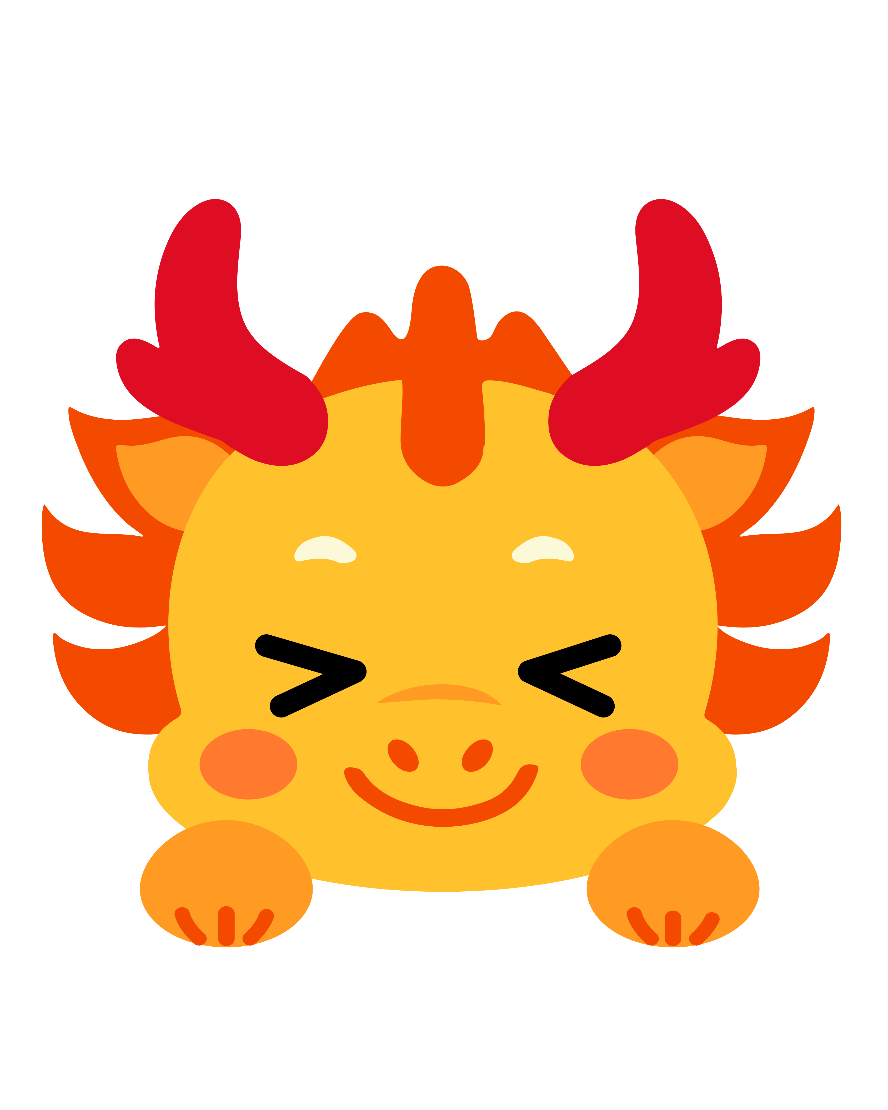 Maskot Hanhub mengintip dengan ekspresi ceria